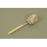 A George III silver shovel form caddy spoon by Thropp & Taylor,