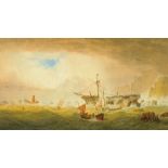 A watercolour possibly "The Wreck of the East India Company Ship Clarendon off Blackgang Chine Isle