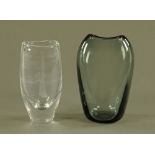 Two Art Glass vases, grey with ground pontil,