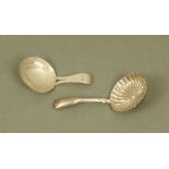 Two George III silver caddy spoons by William Pugh,