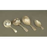 A William IV silver leaf pattern caddy spoon by Edward Barton, London 1831,