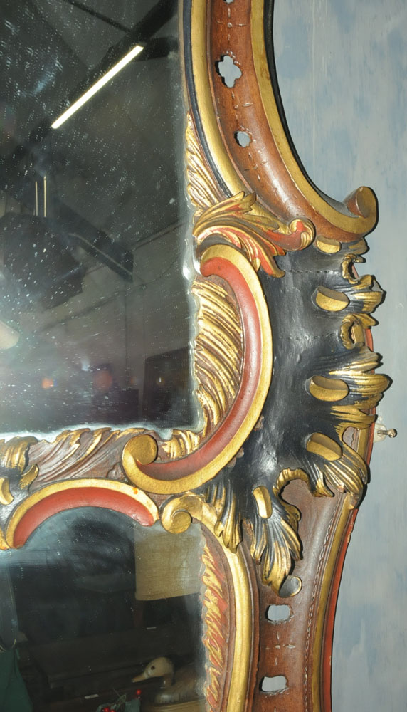 A pair of impressive mid 18th century painted and parcel gilt wood mirrors of Rococo design, - Image 6 of 25