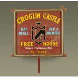 A large public house sign for "Croglin Castle".