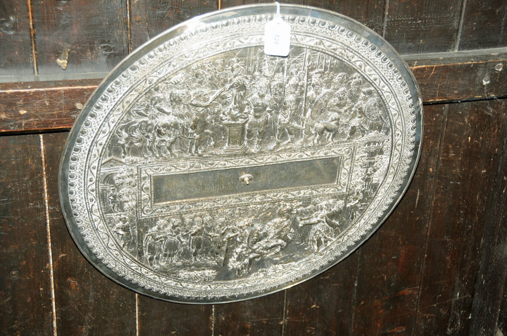A 19th century white metal circular parade shield, - Image 2 of 5