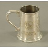 An Elizabeth II silver "Diligent and Secret" College of Arms Silver Jubilee tankard by The
