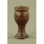 An early 19th century Treen ball cup, 13 cm high.