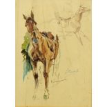 Claude Bendall, watercolour horse study. 29 cm x 21.5 cm, framed, signed.