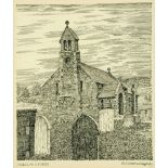 Alfred Wainwright (1907-1991), an original pen and ink drawing "Croglin Church", 20 cm x 17 cm,