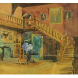 D H Smith, watercolour, The Great Hall at Greystoke Castle, 25 cm x 27 cm,