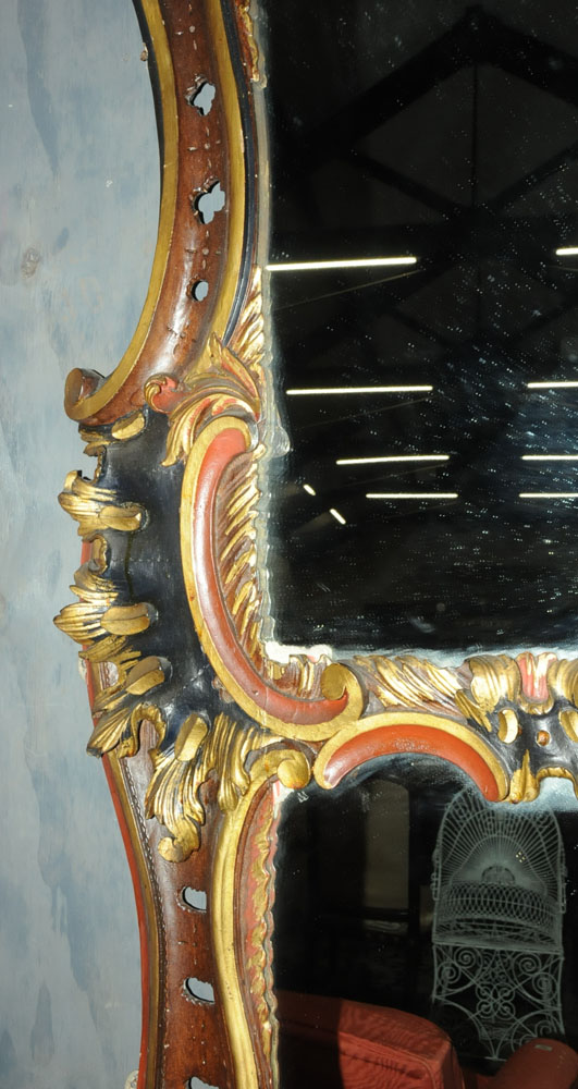 A pair of impressive mid 18th century painted and parcel gilt wood mirrors of Rococo design, - Image 7 of 25