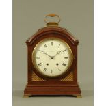 A 19th century mahogany mantle clock, with two train French striking movement, single gong,