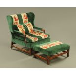 "The Drunken Duke's Chair and Stool" - a George III mahogany open armchair and matching stool