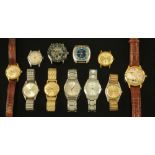 A collection of eleven vintage wristwatches.