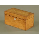 An early Victorian rosewood rectangular workbox, 11 cm x 20 cm x 10 cm.