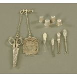 A late Victorian silver chatelaine clip, Birmingham 1900,