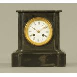 A Victorian black slate mantle clock, the enamelled dial and movement marked for Miller and Sons,