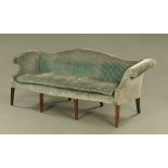 A George III mahogany three seater settee,