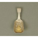 A George III silver fiddle pattern caddy spoon, by George Knight,