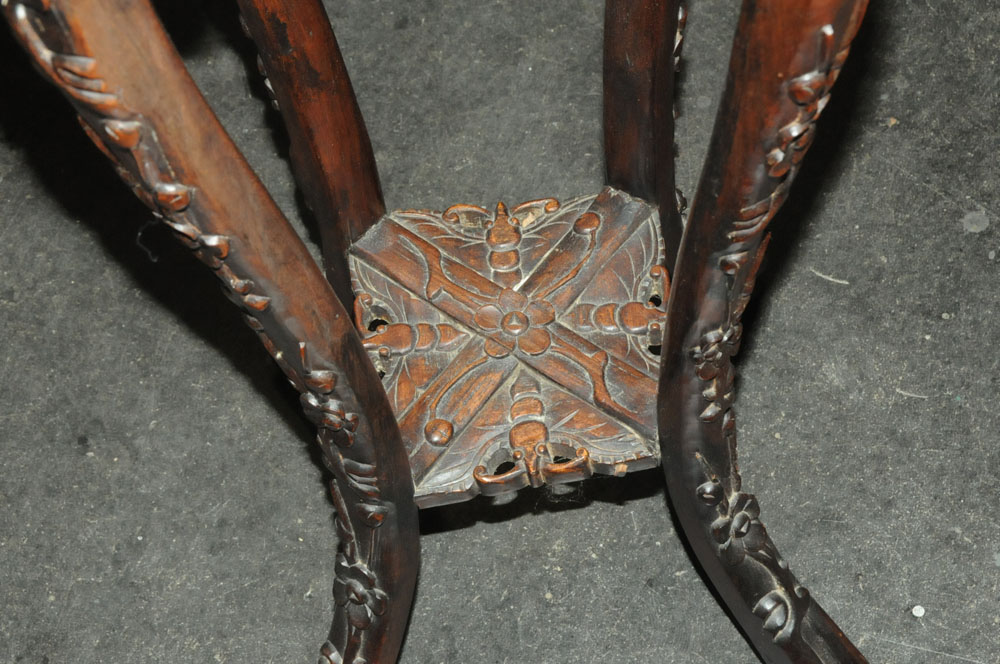 A 19th century Chinese hardwood rouge marble topped jardiniere stand, - Image 5 of 6