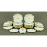 A Victorian turquoise enamelled and gilded part dinner service, in the manner of Minton,