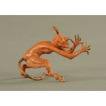 A cold painted bronze figure of the devil.