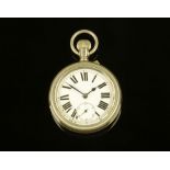 A vintage military pocket watch by La Pive, knob wind with screw back and Roman numerals,