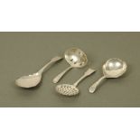 A George III silver tea strainer spoon,