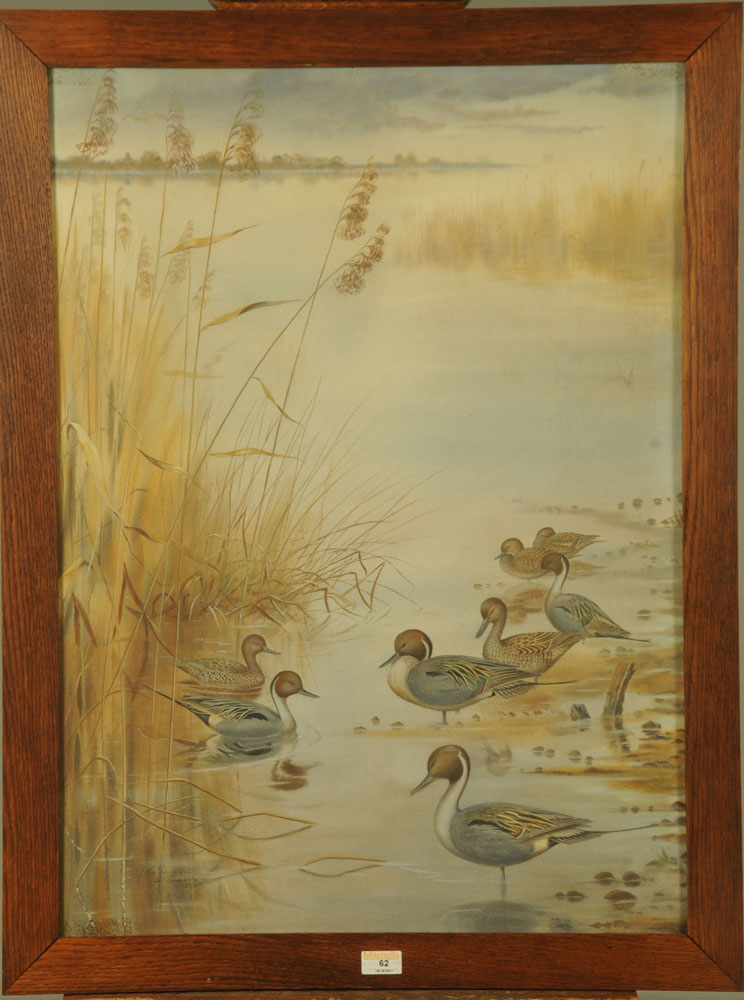 John Baxendale, watercolour, lake view with ducks to foreground. - Image 2 of 3