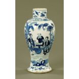 A Chinese blue and white porcelain baluster shaped vase,