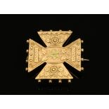 A 9 ct gold Maltese cross brooch, hallmarked. 3 grams.