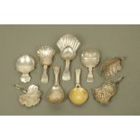 Eight George IV and William IV silver caddy spoons by Taylor & Perry,