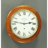 A wall clock with single train spring driven movement and replacement dial, complete with pendulum.