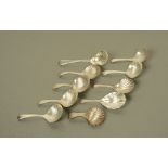 Four George III silver caddy spoons,