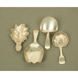 A George IV silver leaf pattern caddy spoon, probably by Edward Smith,