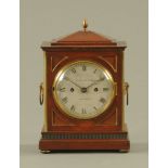 A 19th century mahogany cased mantle clock, with two train fusee movement,