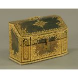 A 19th century gilt tooled green leather stationery box,