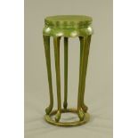 A Chinese green painted softwood stand, of large form. Height 102 cm, top width 45 cm.