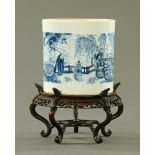 A Chinese blue and white porcelain brush pot,