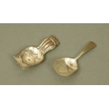 A late 18th/early 19th century Sheffield plate "Queen Caroline" commemorative caddy spoon,