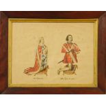 A 19th century coloured lithograph, portrait of Diana Howard and Jobes Howard kneeling in prayer,