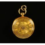 An 18 ct gold cased pocket watch, foliate engraved.