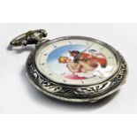 Doxa late 19th Antique Erotic Pocket Watch. Featuring Devil and an Angel. Image is blurred (original