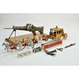 Misc group of vintage toys including Coronation / Royal Coaches plus novelty gun (lighter) and