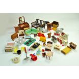 A selection of miniature dolls house furniture and accessories, mostly dating to mid 20th century.