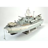 A large, approx 1m long, scratch built model of a WW2 Torpedo Boat, constructed as a one-off by