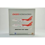 Fox Models Diecast Model Aircraft comprising 1/200 Boeing 747-400 Oasis HK . Sold as a Factory