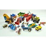 A group of play worn diecast comprising Britains Farm issues, Ertl, Lesney and others. Fair to
