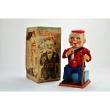 Vintage Tinplate Rosko Japanese Battery Operated Smoking McGregor Toy. Well preserved, working
