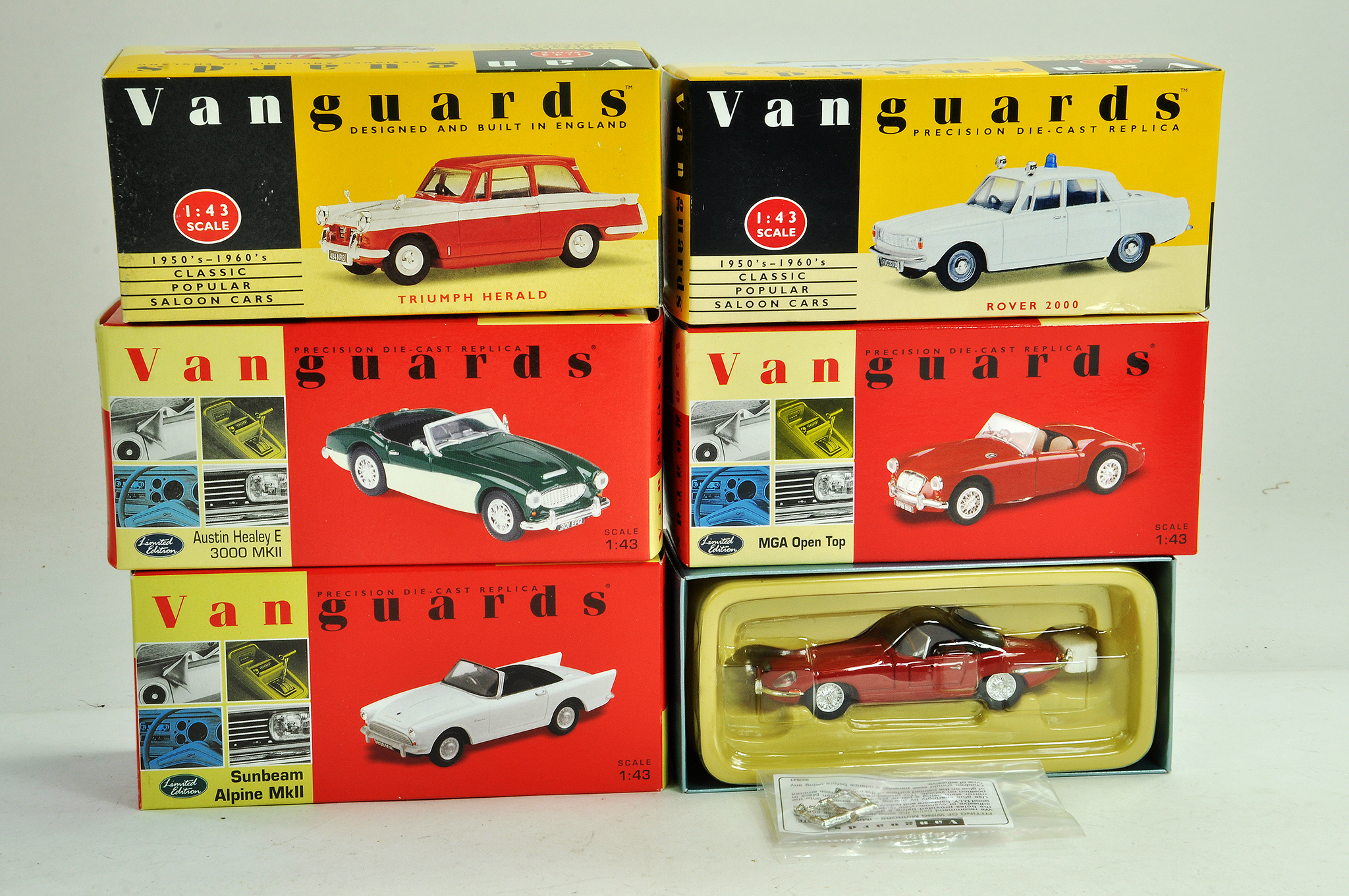 A group of Vanguards 1/43 diecast Classic Car issues comprising Triumphs, MGA, Rover, Austin etc.