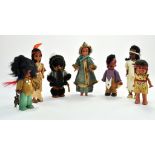 A Group of attractive Native American Vintage Sleep Eye Dolls, wearing leather and fur outfits